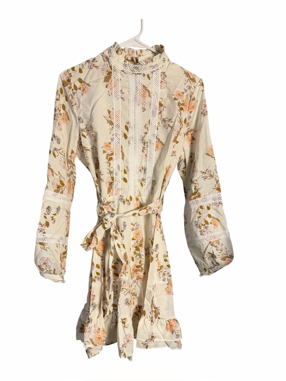 Floral Tie-Waist Long Sleeve Dress
